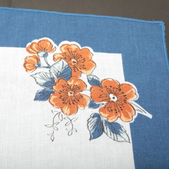 Vintage Floral Napkins 2pk Handkerchief Cottagecore Blue Yellow White Square - Picture 8 of 9